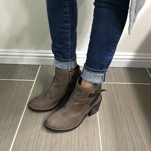Brown leather ankle booties
